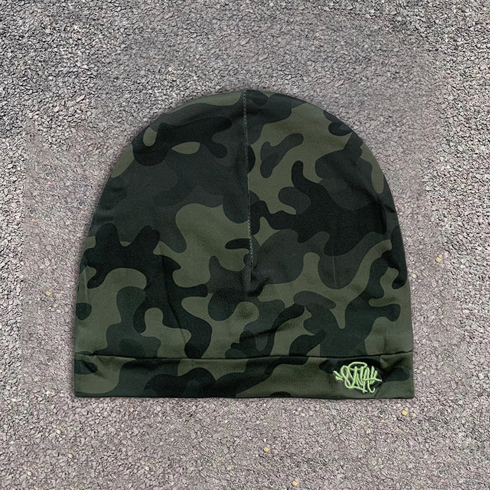 Camo Beanie Green Embroidery Streetwear