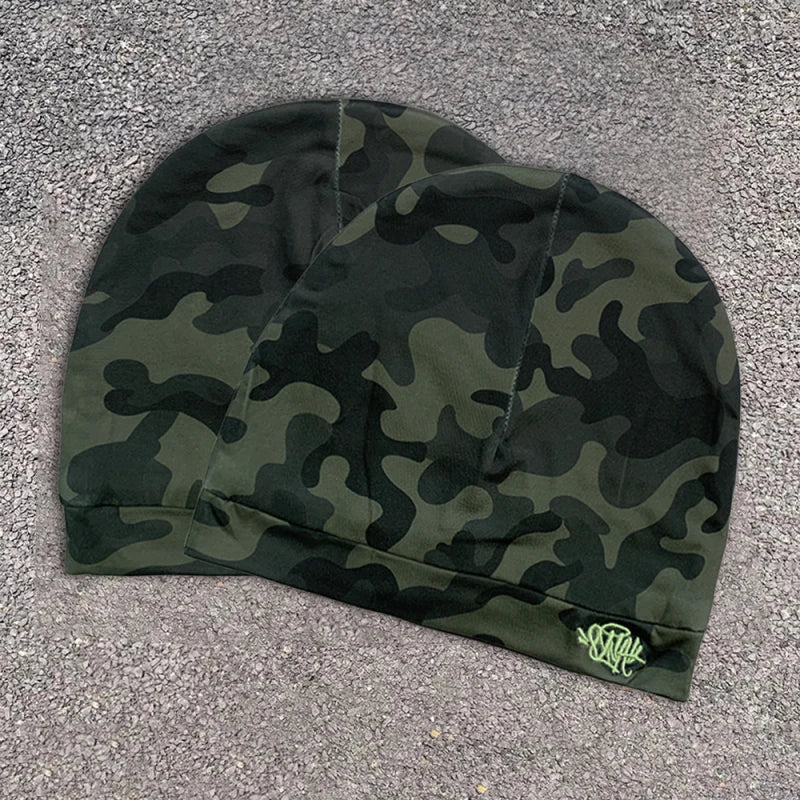 Camo Beanie Green Embroidery Streetwear