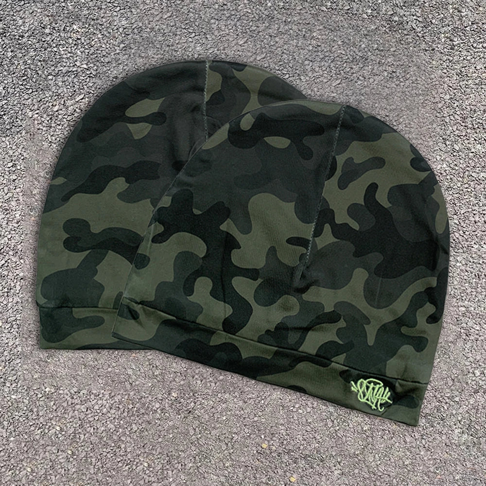 Camo Beanie Green Embroidery Streetwear