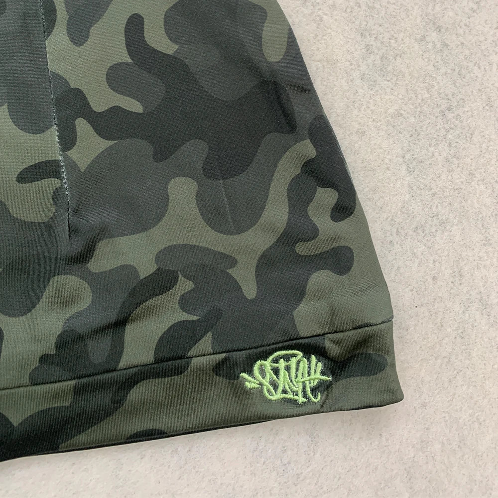 Camo Beanie Green Embroidery Streetwear